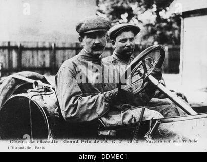 Felice Nazzaro hinter dem Lenkrad eines Itala, Grand Prix, Amiens, 1913. Artist: Unbekannt Stockfoto