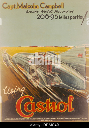 Plakat Werbung Castrol, featuring Bluebird, 1928. Künstler: NF Humphries Stockfoto