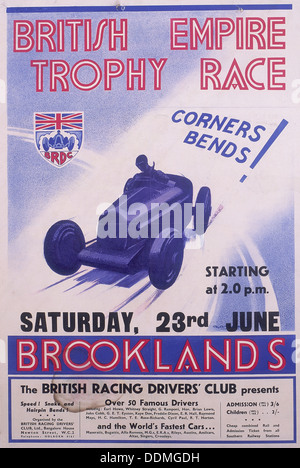 Plakat werbung das Britische Empire Trophy, Brooklands, Surrey. Artist: Unbekannt Stockfoto