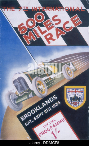 Ein Programm für Brooklands 500 Meilen Rennen, 1935. Artist: Unbekannt Stockfoto