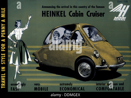 Plakat werbung eine Heinkel Cabin Cruiser, 1956. Artist: Unbekannt Stockfoto