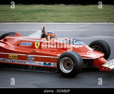 Gilles Villeneuve Racing Ferrari 312 T5, Grand Prix, Brands Hatch, 1980. Artist: Unbekannt Stockfoto