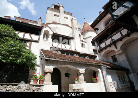 Blick auf Bran Schloss Innenhof, Walachei, Rumänien Stockfoto