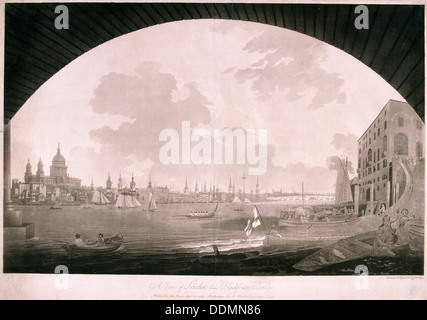 City of London von der Blackfriars Bridge, 1795. Künstler: John William Edy Stockfoto