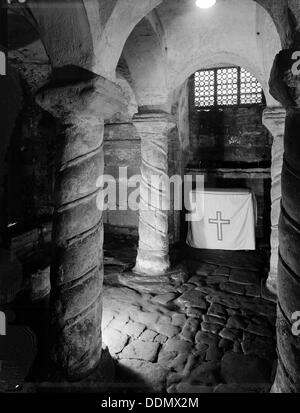 Krypta der St Wystan Kirche, Repton, Derbyshire, 1950. Künstler: FJ Palmer Stockfoto