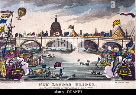 London Bridge (neu), London, 1831. Künstler: Anon Stockfoto