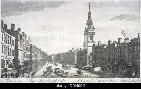 St Mary-le-Bow, London, 1757. Künstler: Thomas Bowles Stockfoto