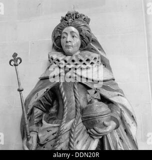 Queen Elizabeth ich Statue, Kirche St Mary Redcliffe, Bristol, 1945. Künstler: Eric de Maré Stockfoto