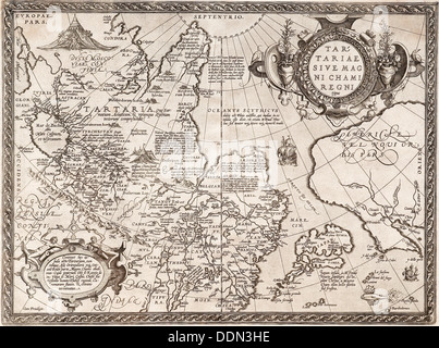 Landkarte von Russland (aus: Theatrum Orbis Terrarum), 1598. Künstler: Ortelius, Abraham (1527-1598) Stockfoto