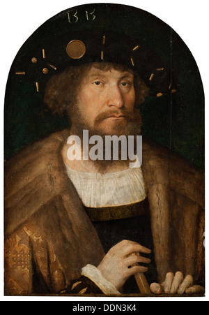 Porträt von König Christian II. von Dänemark (1481-1559), 1514 oder 1515. Künstler: Sittow, Michael (68/1460-1525) Stockfoto