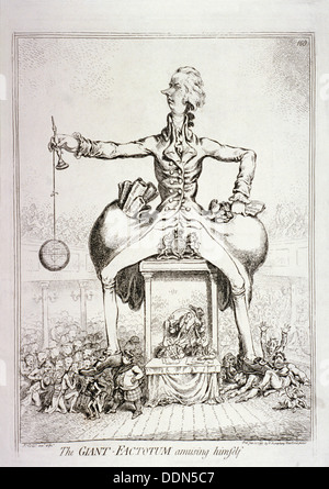 "Der Riese-Faktotum amüsant selbst" - William Pitt, 1797. Künstler: James Gillray Stockfoto