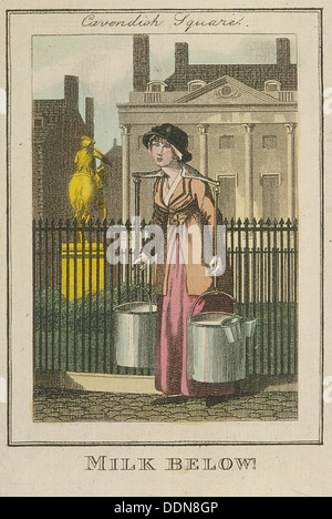 "Milch unten!", schreit der London, 1804. Künstler: Anon Stockfoto