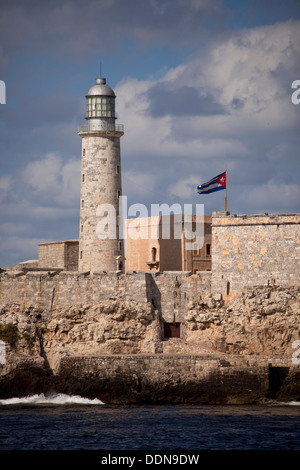 Leuchtturm und Festung Castillo de Los Tres Reyes del Morro oder Morro Castle in Havanna, Kuba, Karibik Stockfoto