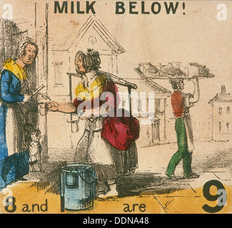 "Milch unter!", Schreie von London, c1840. Künstler: TH Jones Stockfoto