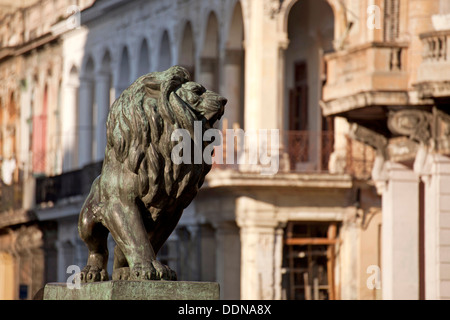 Löwenstatue auf Paseo del Prado, Havanna, Kuba, Karibik Stockfoto