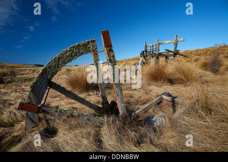 Historischen Kanton Stempeln Batterie, in der Nähe von Lake Mahinerangi, Otago, Südinsel, Neuseeland Stockfoto