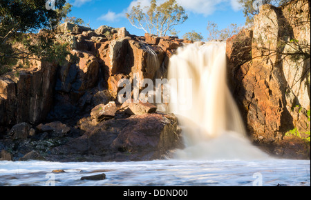 Schöne Nigretta Falls Wasserfall in westlichen Victoria, Australien mit high-Flow während der Winterzeit im Zeitraffer Stockfoto