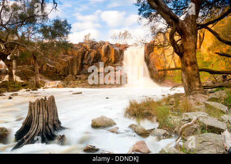 Schöne Nigretta Falls Wasserfall in westlichen Victoria, Australien mit high-Flow während der Winterzeit im Zeitraffer Stockfoto