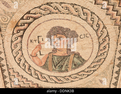 Zypern, Kourion, assyrische Ku-ri-i, Altgriechisch, Latein, Curium, historischen, antiken Ausgrabungsstätte, Ruinen, Mosaik in der H Stockfoto