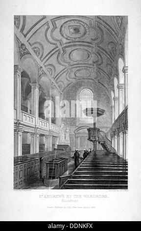 St Andrews von der Garderobe, City of London 1839.     Künstler: John Le Keux Stockfoto