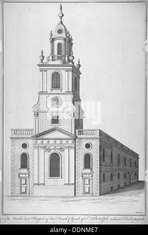 Nordost-Blick von der Kirche St Botolph ohne Bishopsgate, City of London, 1750.               Künstler: Benjamin Cole Stockfoto