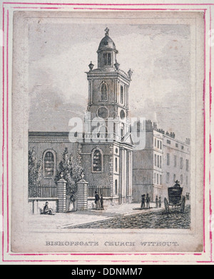 Blick von der Kirche St Botolph ohne Bishopsgate, City of London, 1830. Künstler: Anon Stockfoto