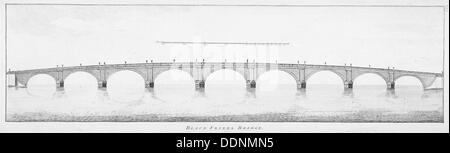 Längsschnitt der Blackfriars Bridge, London, 1766. Künstler: Anon Stockfoto