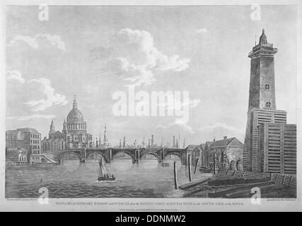 Ansicht der Blackfriars Bridge und St. Pauls Cathedral, London, 1803. Künstler: Daniel Turner Stockfoto