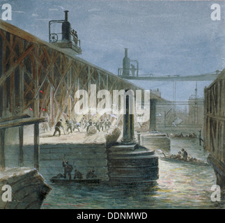 Abbrucharbeiten durchgeführt an der Blackfriars Bridge vom Ufer Surrey, London, 1865. Künstler: George Maund Stockfoto