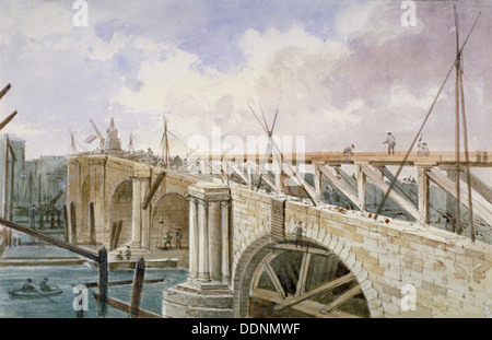 Abbrucharbeiten durchgeführt am Blackfriars Bridge, 1864. Künstler: George Maund Stockfoto