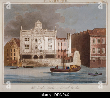 Der Herzog Theater, Dorset Gärten, von der Themse, City of London, 1825.      : Künstlerseite R Stockfoto