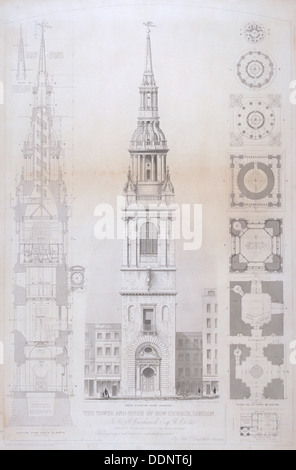 Kirche von Str. Mary le Bow, City of London, 1850. Künstler: John Le Keux Stockfoto