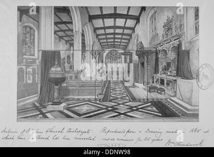 Innenraum der Kirche von St. Helena, Bishopsgate, City of London, 1870. Künstler: William Strudwick Stockfoto