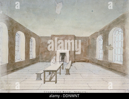 Innere des Verurteilten Raumes im Newgate-Gefängnis, Old Bailey, City of London, 1810. Künstler: Valentine Davis Stockfoto