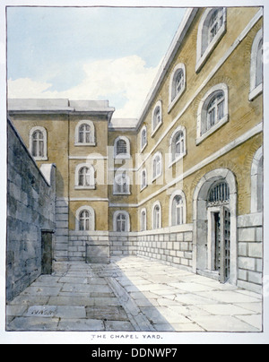 Die Kapelle Hof im Newgate-Gefängnis, Old Bailey, Newgate Gefängnis, Old Bailey, City of London, 1840. Künstler: Frederick Nash Stockfoto