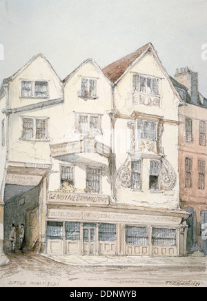 Kings Arms Inn, Moorfields Eye Hospital, mit dekorativen Formen auf der Vorderseite, City of London, 1851. Künstler: Thomas Colman Dibdin Stockfoto