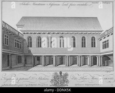 Merchant Taylors' School, Suffolk Lane, City of London, 1756. Künstler: J Mynde Stockfoto