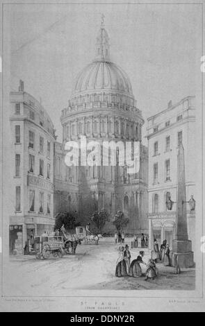 Nordost-Blick auf St. Pauls Cathedral, City of London, 1854. Künstler: Sir Christopher Wren Stockfoto