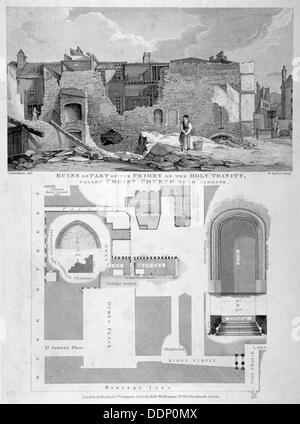 Heilige Dreifaltigkeit Priory, City of London, 1826.                                              Künstler: William Taylor Stockfoto