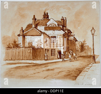 Blick auf den Black Lion Inn, Kirche-Straße, Chelsea, London, 1860.                                    Künstler: Anon Stockfoto