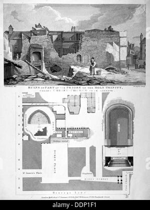 Kloster der Heiligen Dreifaltigkeit, Herzogss Ort, City of London, 1825.             Künstler: William Taylor Stockfoto