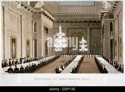 'Dr Syntax in freie Maurer Hall', Holborn, London, 1820. Künstler: Anon Stockfoto