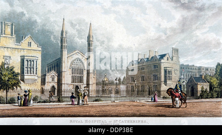 St Katherines Krankenhaus, Regents Park, London, 1828. Künstler: Anon Stockfoto