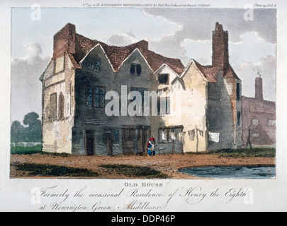 Altes Haus, ehemals die gelegentliche Residenz von Heinrich VIII. in Newington Green, London, 1811.         Künstler: Anon Stockfoto