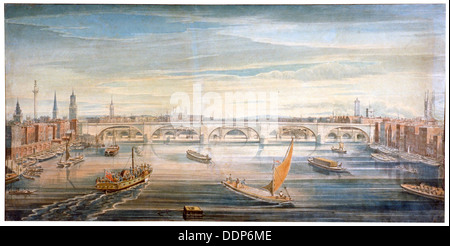 Blick auf die New London Bridge aus dem Westen mit Boote und Lastkähne auf der Themse, 1831.              Künstler: G Yates Stockfoto