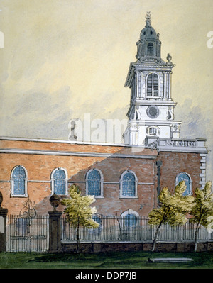 Kirche von St Botolph ohne Bishopsgate, City of London, c1815. Künstler: William Pearson Stockfoto