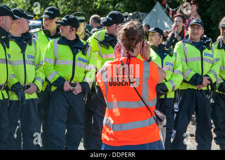 Rechtliche Beobachter, Anti-Fracking Protest Balcombe, West Sussex, England. 19.8.2013 Stockfoto