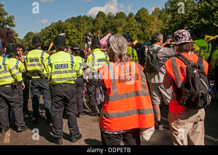 Rechtliche Beobachter, Anti-Fracking Protest Balcombe, West Sussex, England. 19.8.2013 Stockfoto