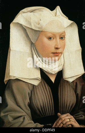 Porträt einer Frau mit einem geflügelten Bonnet, c. 1440. Künstler: Van Weyden, Rogier, der (ca. 1399-1464) Stockfoto