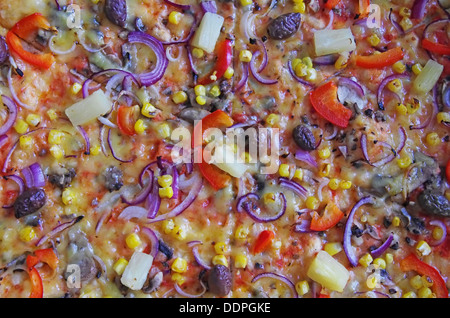 Vegetarische Pizza als Hintergrund, schließen Sie herauf Bild Stockfoto